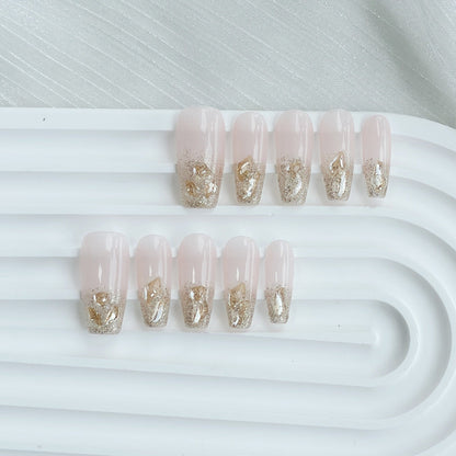 Luxe press-on nagelset met glitters