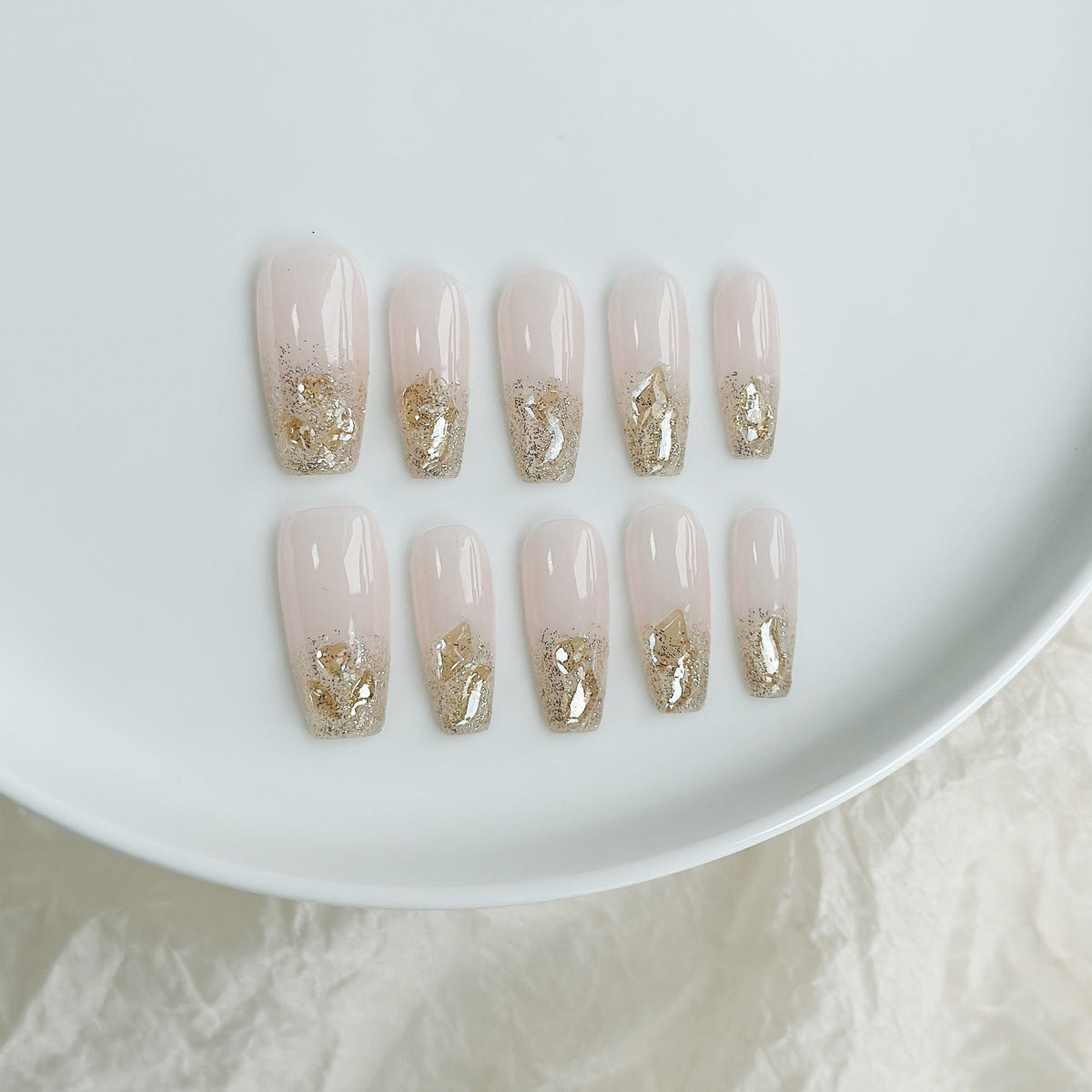 Luxe press-on nagelset met glitters