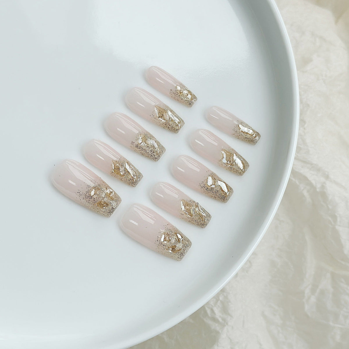 Luxe press-on nagelset met glitters