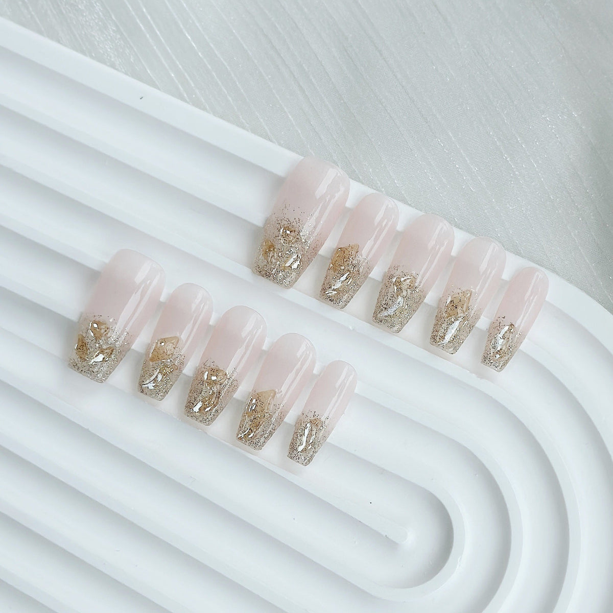 Luxe press-on nagelset met glitters