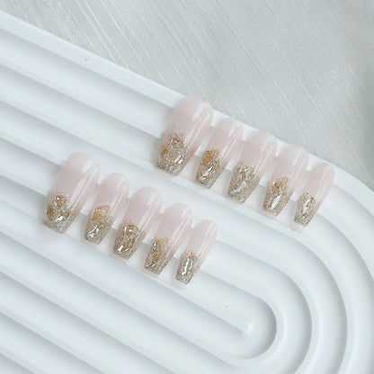 Luxe press-on nagelset met glitters