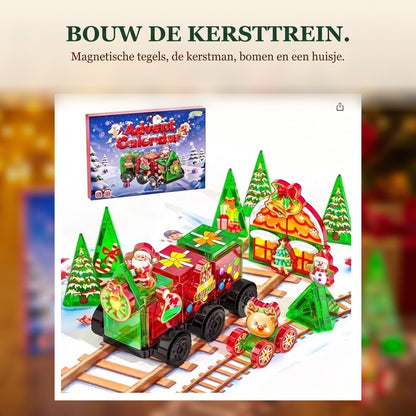 Magnetische Tegels Kersttrein Adventskalender, 45 Stukjes