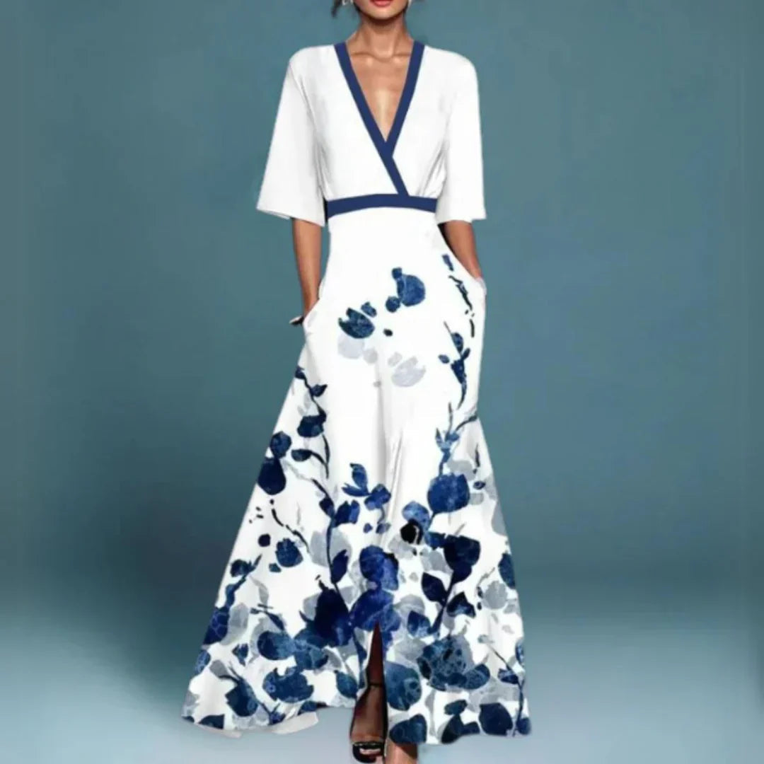 Image of Manon | Dames V-hals Bloemen Maxi Jurk