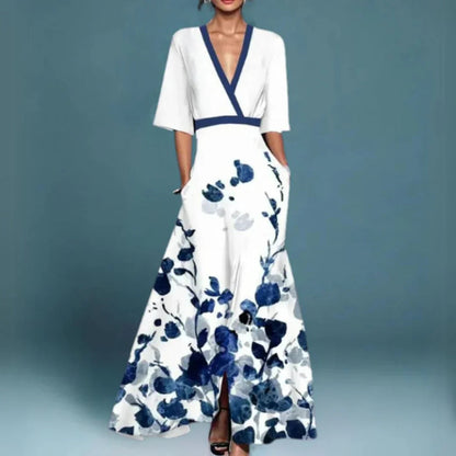 Image of Manon | Dames V-hals Bloemen Maxi Jurk