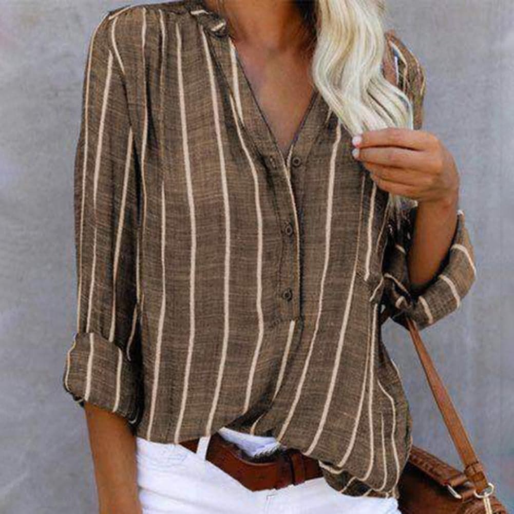 Image of Margaret | Dames Gestreept Blouse met Lange Mouwen