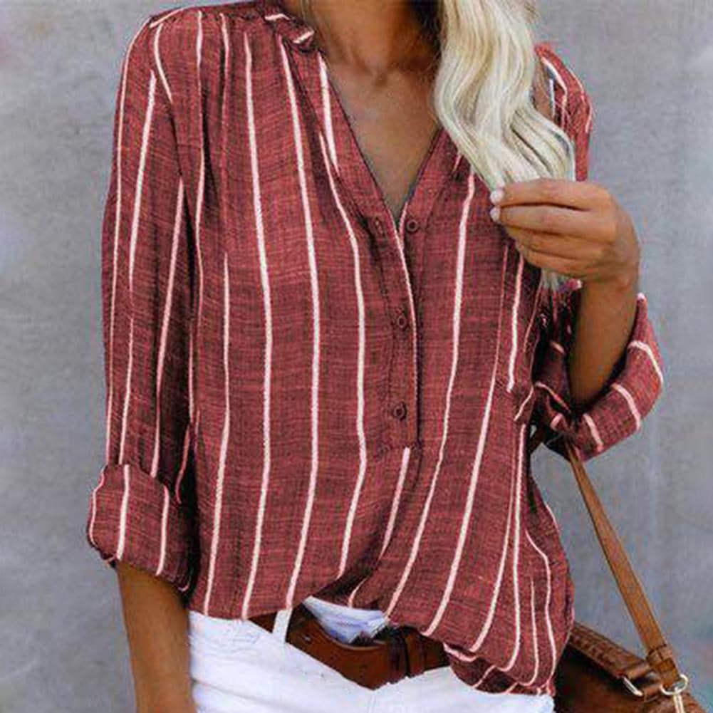 Image of Margaret | Dames Gestreept Blouse met Lange Mouwen
