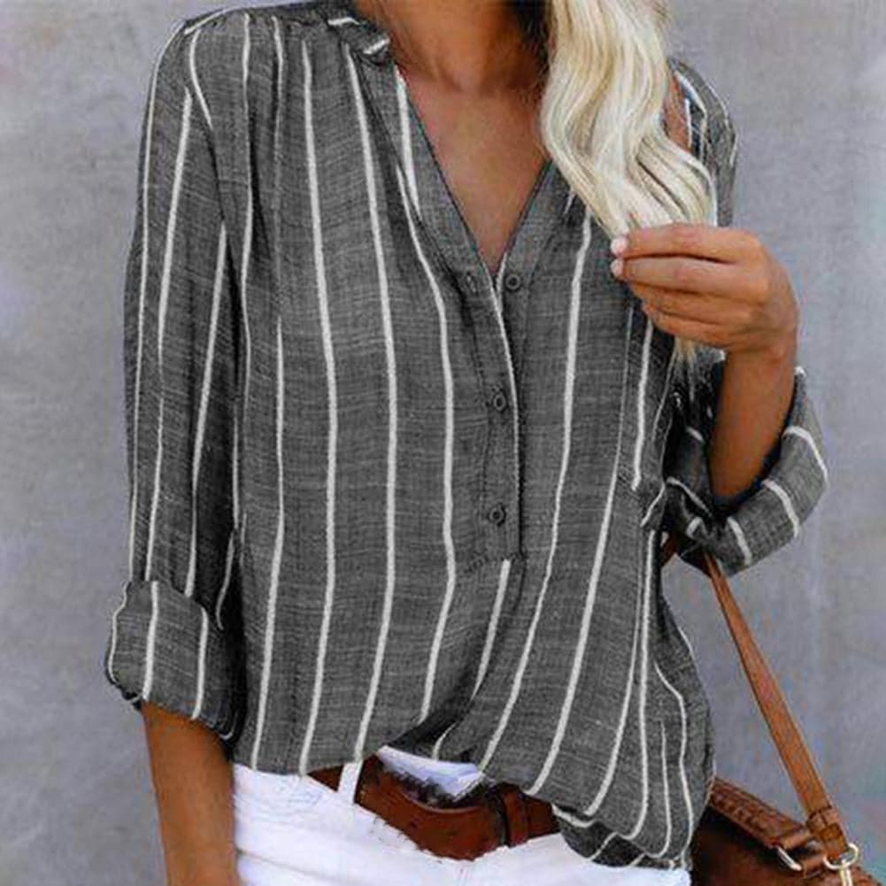 Image of Margaret | Dames Gestreept Blouse met Lange Mouwen