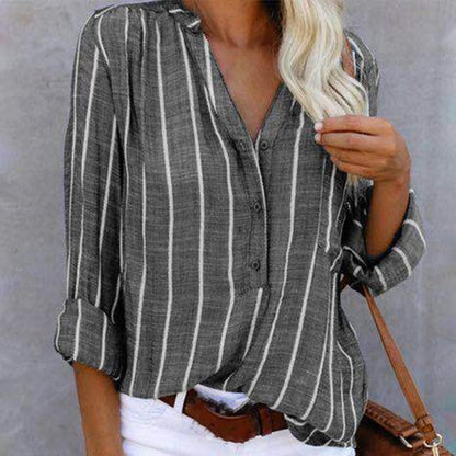 Image of Margaret | Dames Gestreept Blouse met Lange Mouwen