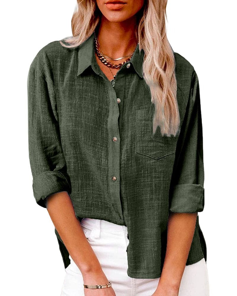 Image of Marieke | Dames Lange Mouw Blouse met Knopen