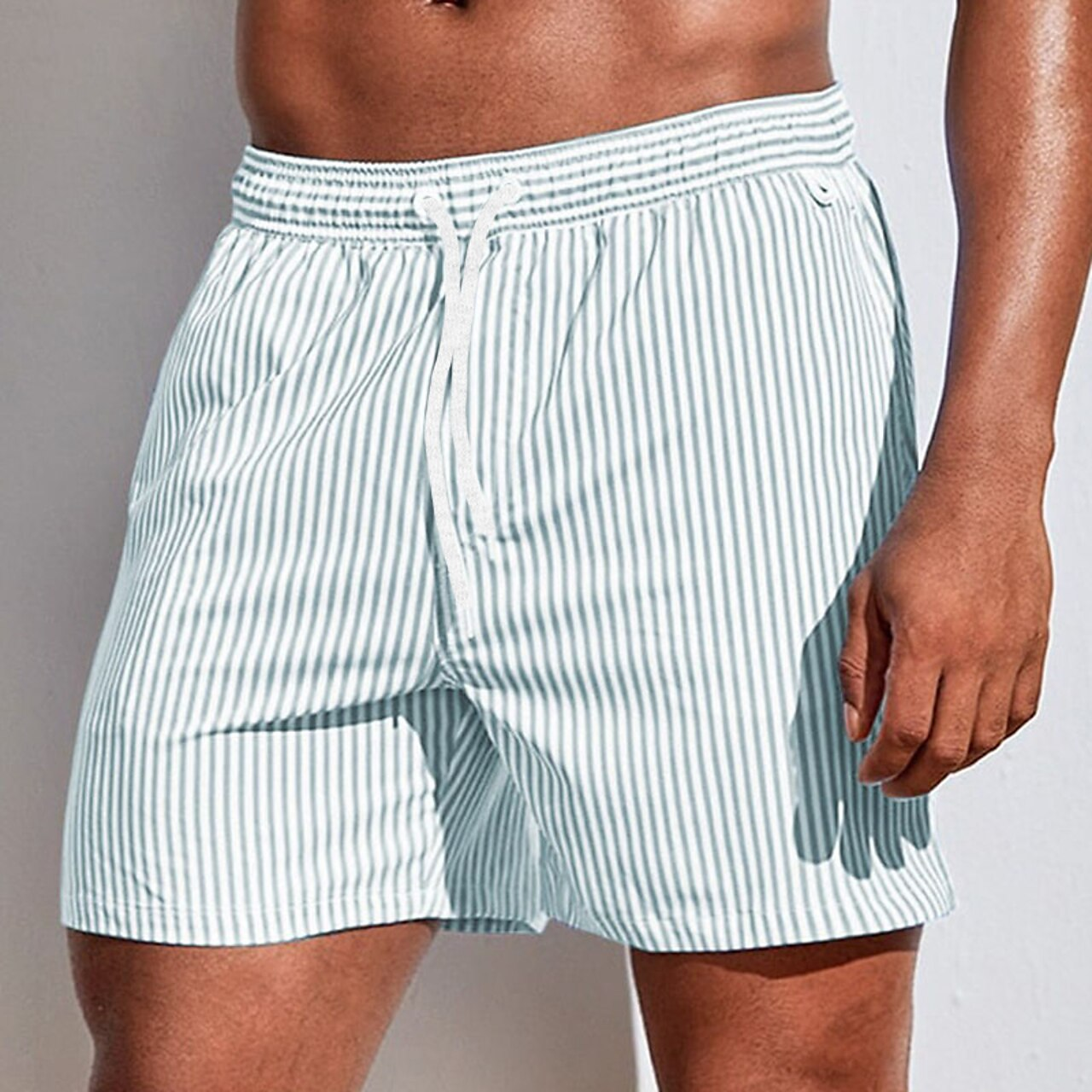 Image of Mark | Heren Gestreepte Zwemshorts met Elastische Tailleband