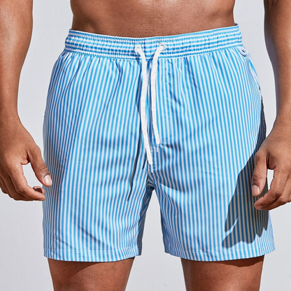Image of Mark | Heren Gestreepte Zwemshorts met Elastische Tailleband