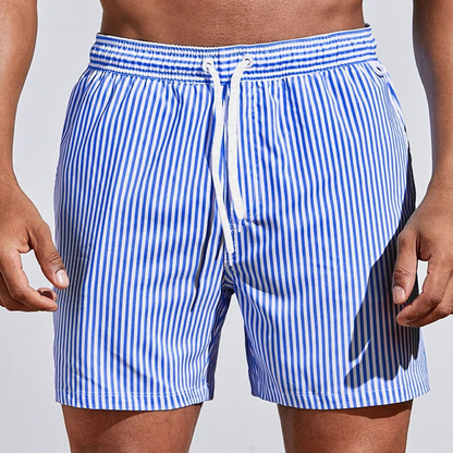 Image of Mark | Heren Gestreepte Zwemshorts met Elastische Tailleband