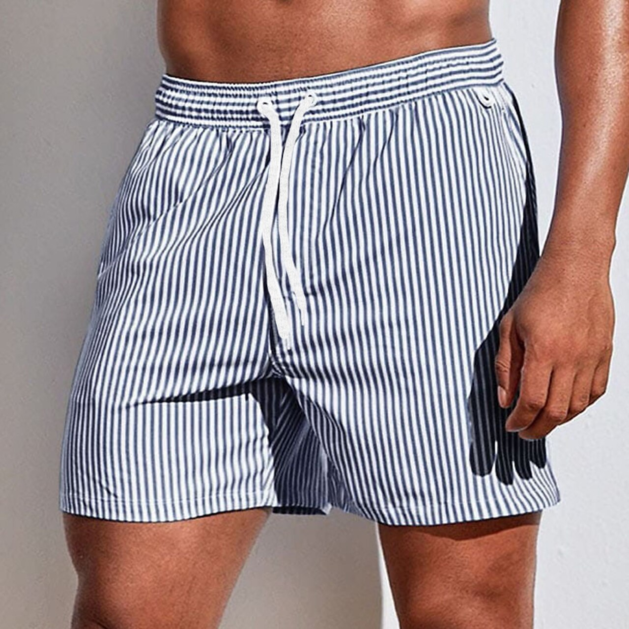 Image of Mark | Heren Gestreepte Zwemshorts met Elastische Tailleband
