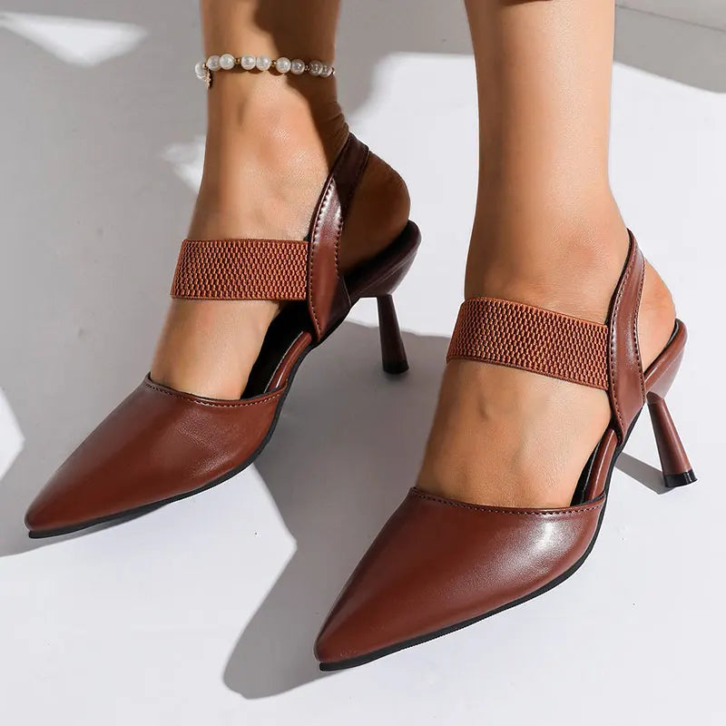 Image of Martha | Dames Slingback Pumps met Puntneus en Halfhoge Hakken