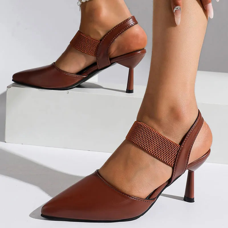 Image of Martha | Dames Slingback Pumps met Puntneus en Halfhoge Hakken