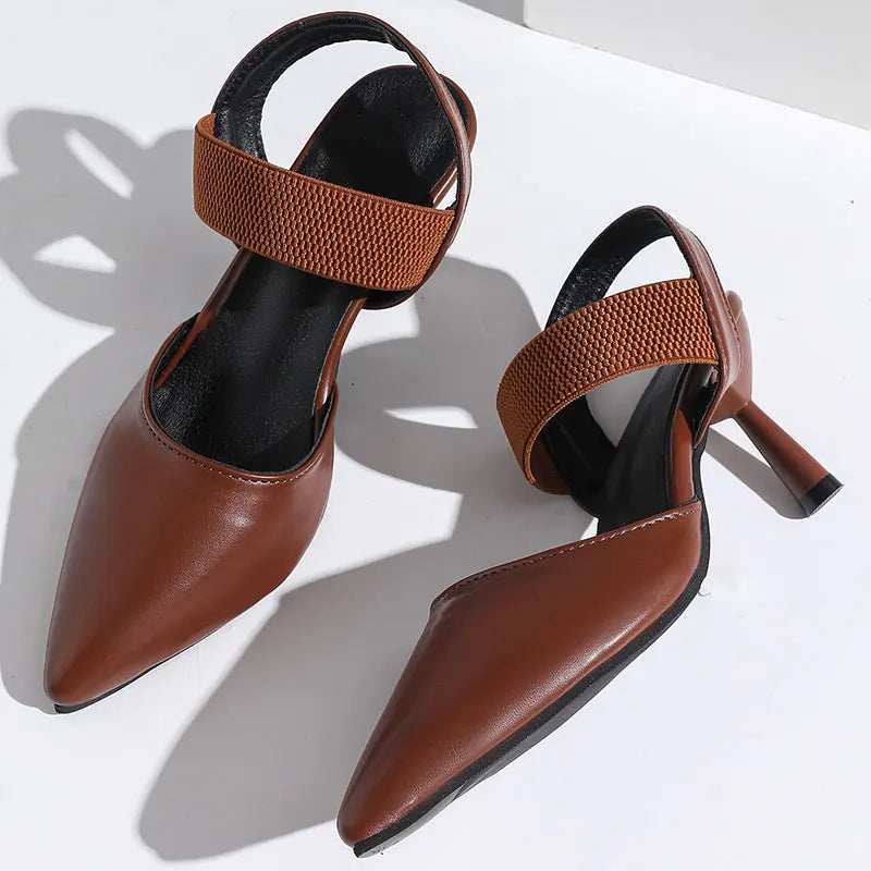 Image of Martha | Dames Slingback Pumps met Puntneus en Halfhoge Hakken