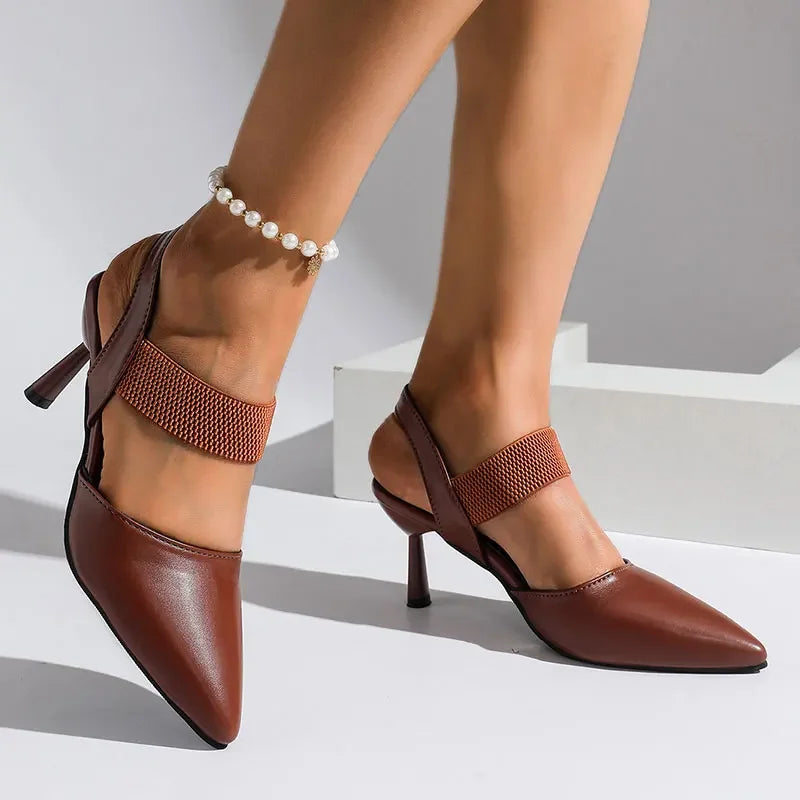 Image of Martha | Dames Slingback Pumps met Puntneus en Halfhoge Hakken