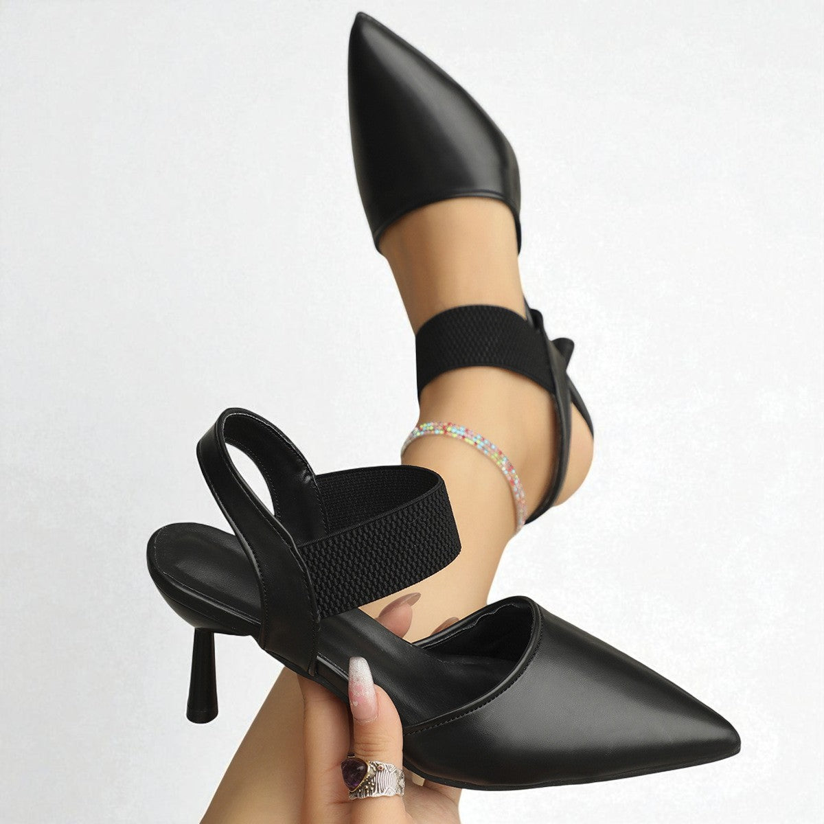 Image of Martha | Dames Slingback Pumps met Puntneus en Halfhoge Hakken