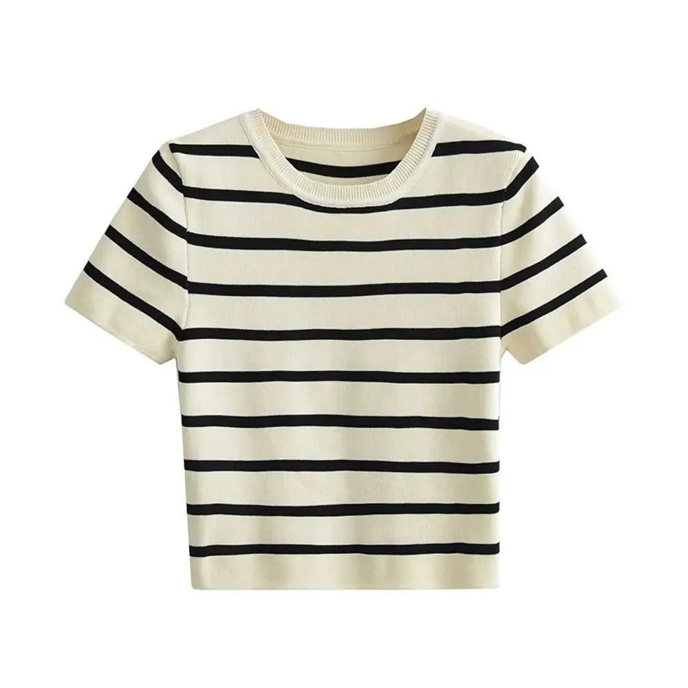 Image of Mary | Dames Cropped Gestreept T-shirt