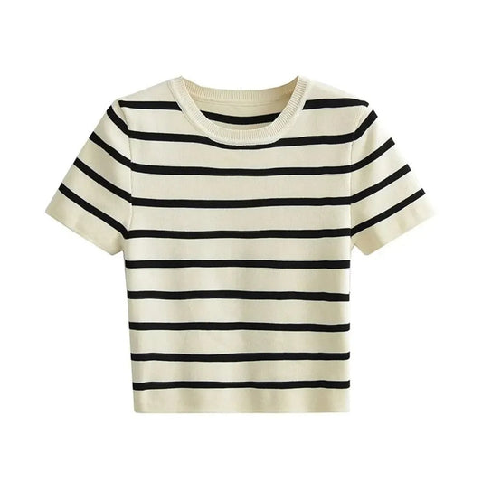 Image of Mary | Dames Cropped Gestreept T-shirt