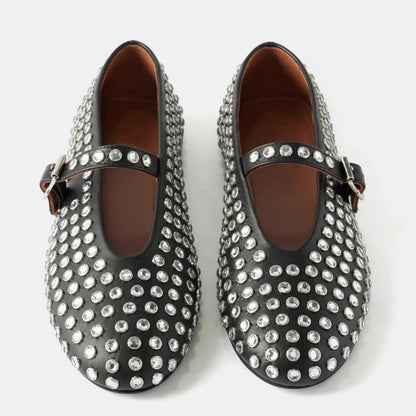 Mary Jane-schoenen voor dames met strass-steentjes en gespriempje
