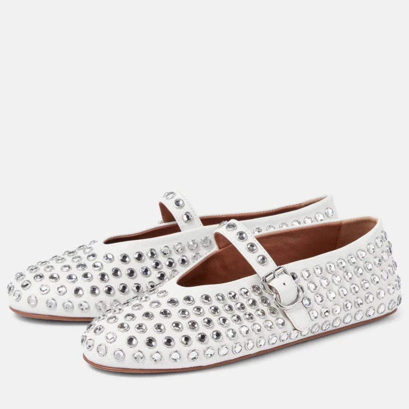 Mary Jane-schoenen voor dames met strass-steentjes en gespriempje