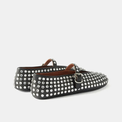 Mary Jane-schoenen voor dames met strass-steentjes en gespriempje