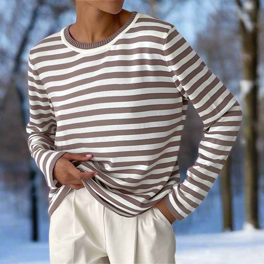 Image of Maud | Dames Gestreept T-shirt met Lange Mouwen