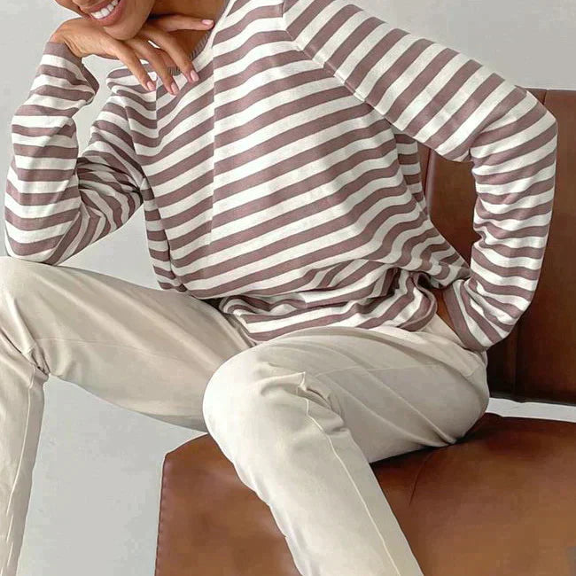 Image of Maud | Dames Gestreept T-shirt met Lange Mouwen