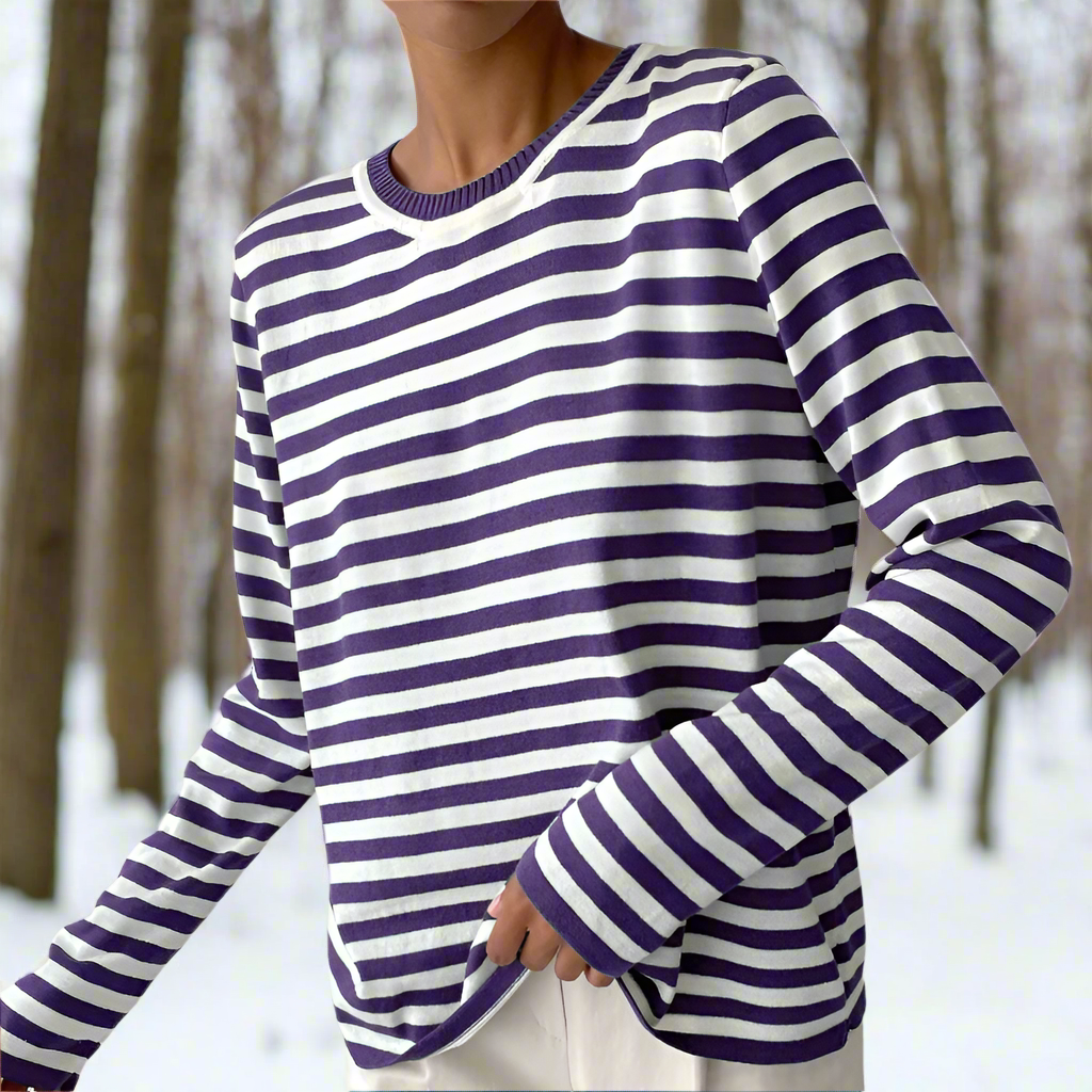 Image of Maud | Dames Gestreept T-shirt met Lange Mouwen
