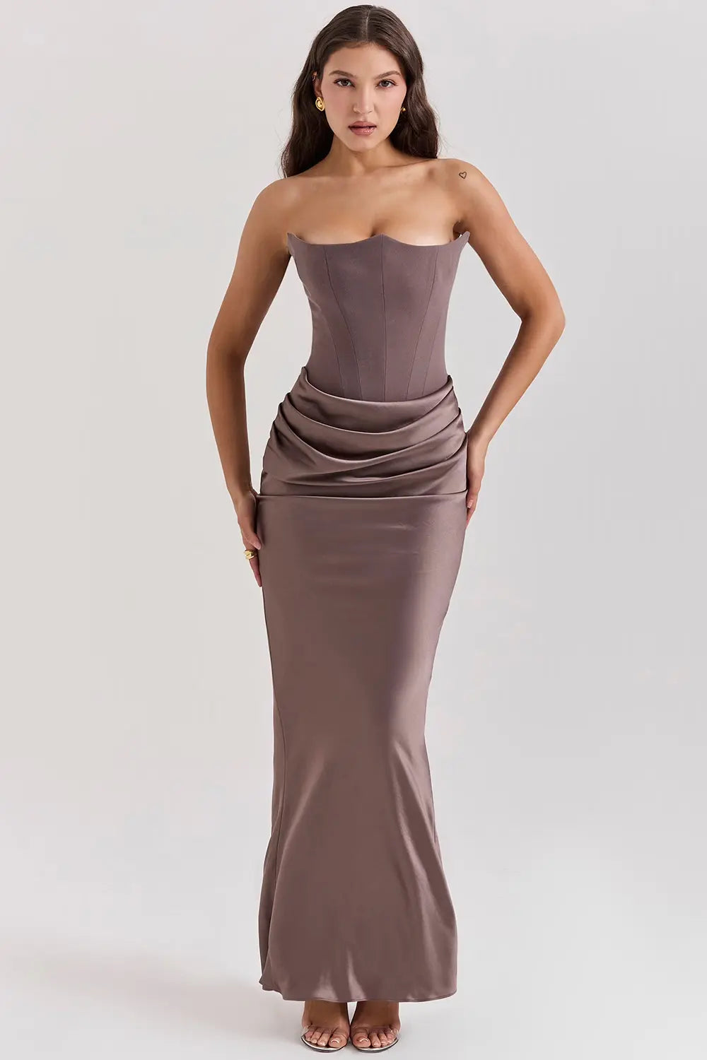 Image of Maud | Dames Strapless Bodycon Midi Jurk