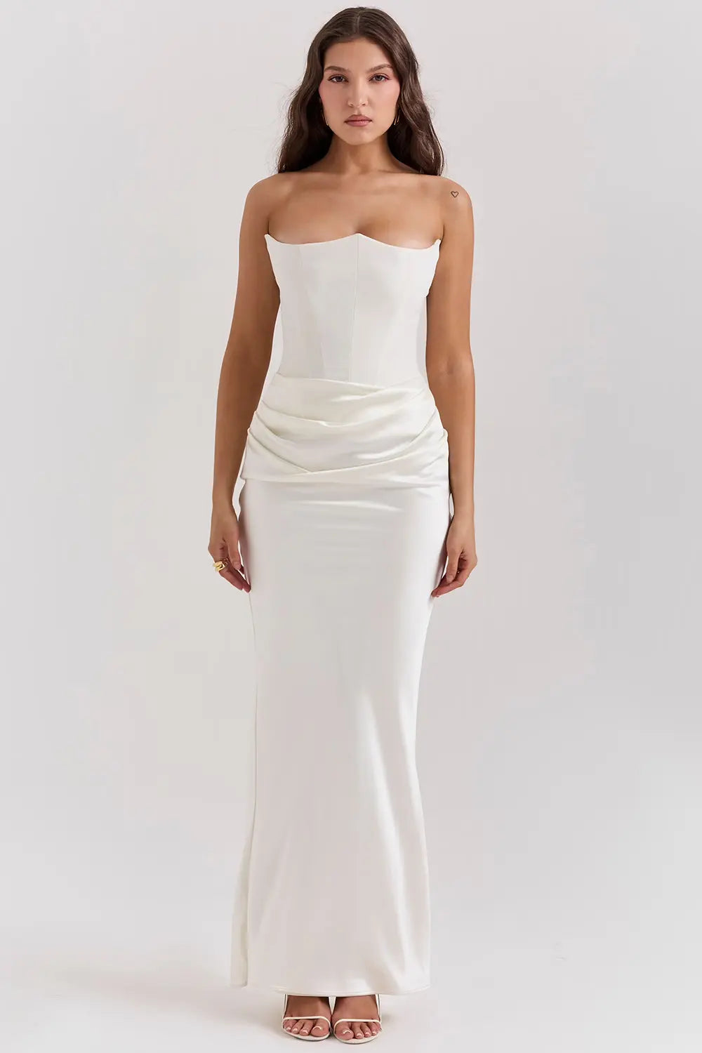 Image of Maud | Dames Strapless Bodycon Midi Jurk