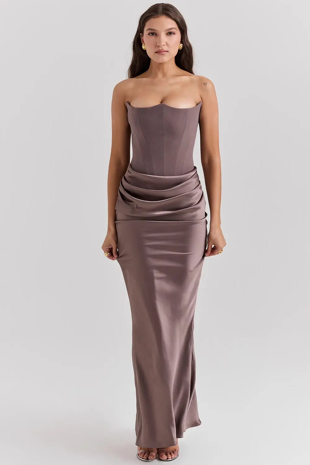 Image of Maud | Dames Strapless Bodycon Midi Jurk