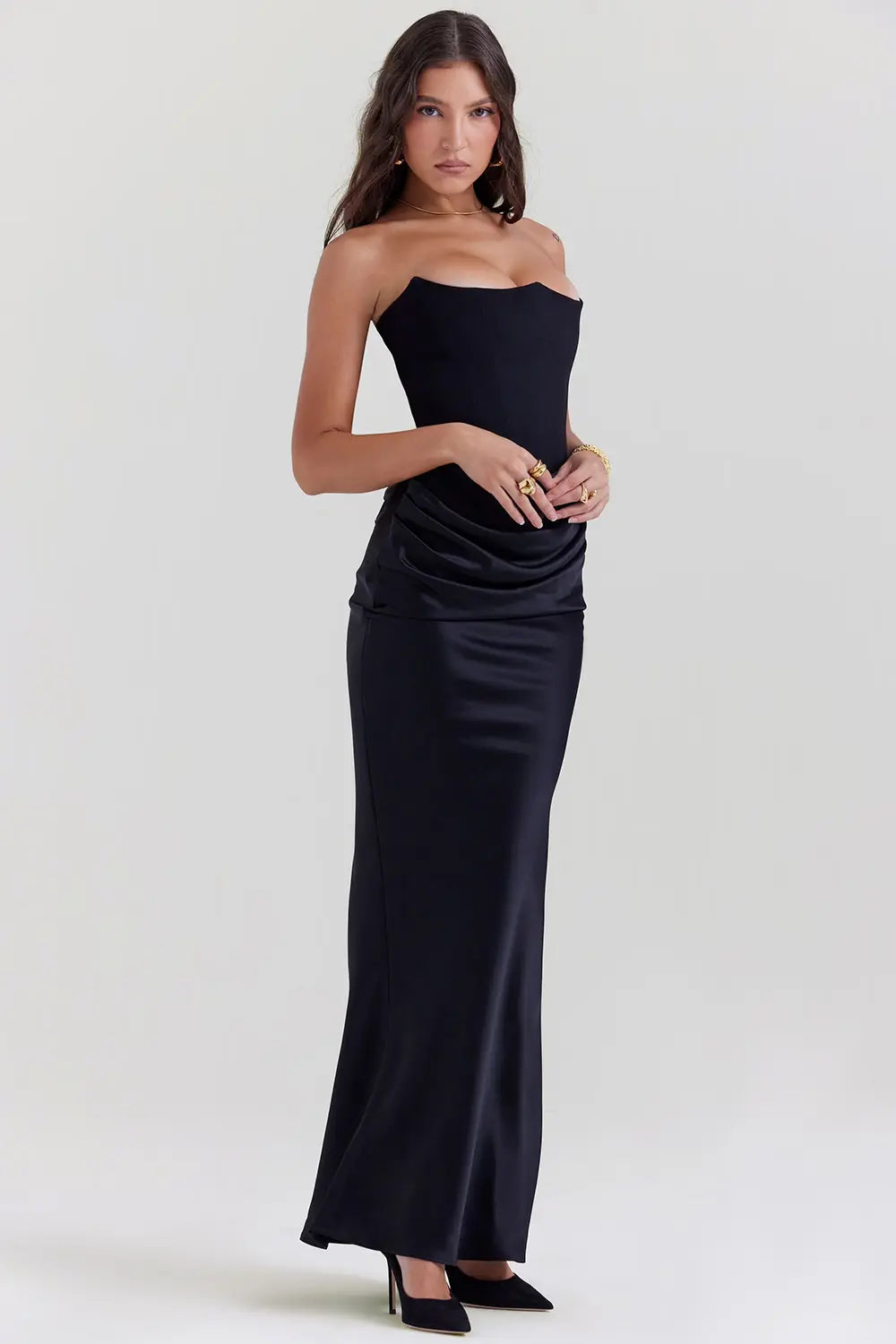Image of Maud | Dames Strapless Bodycon Midi Jurk