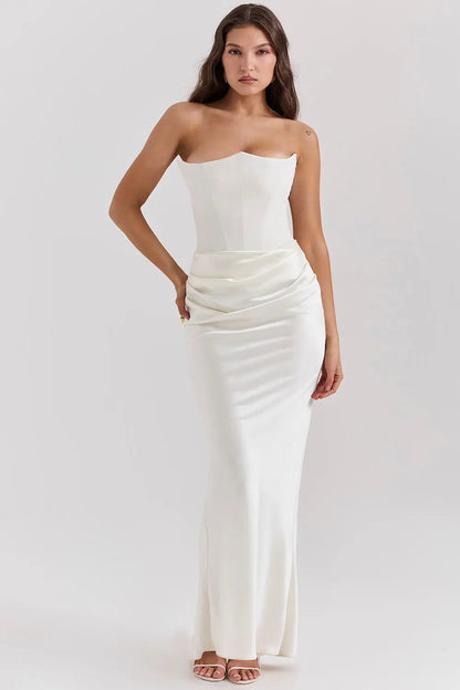 Image of Maud | Dames Strapless Bodycon Midi Jurk