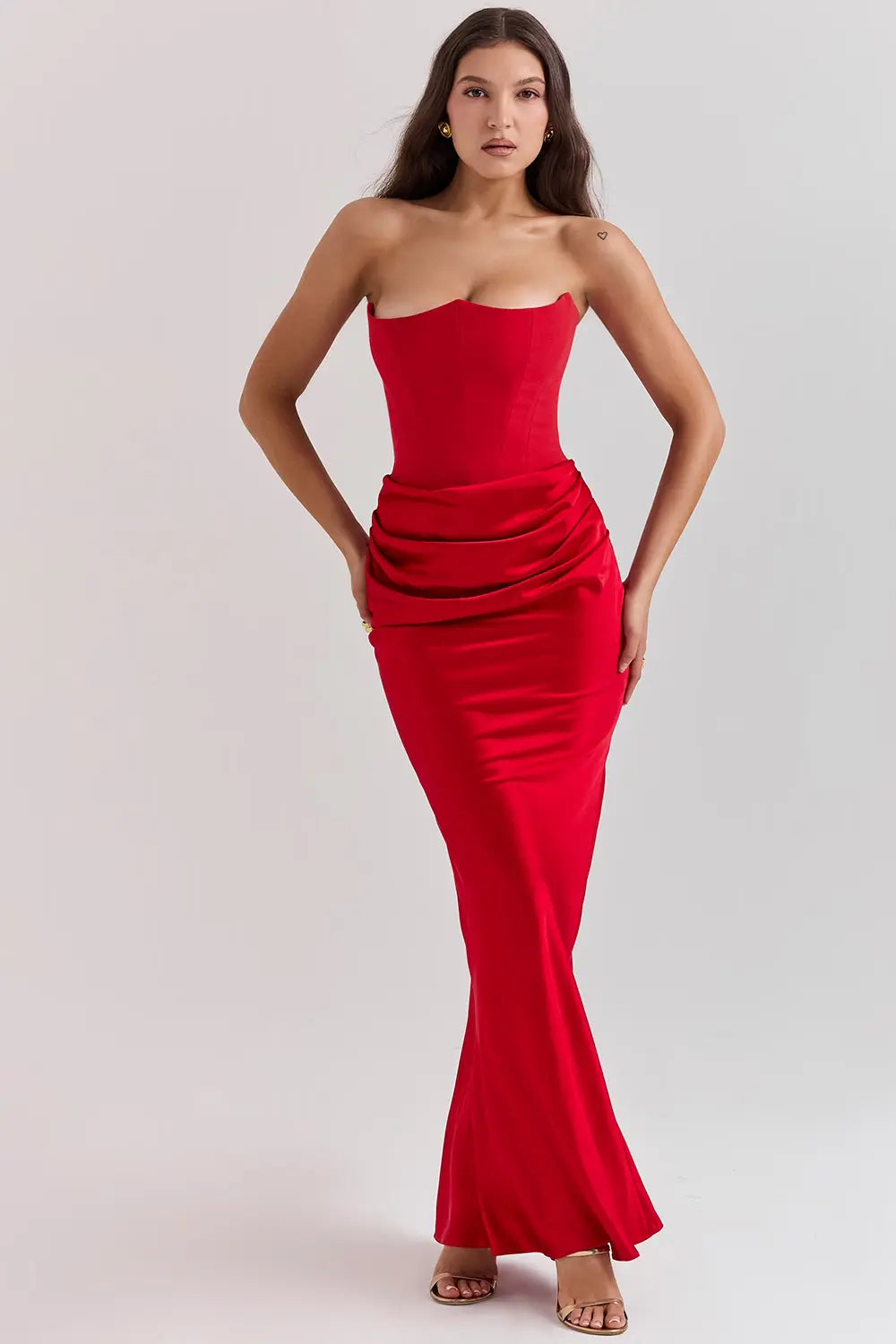 Image of Maud | Dames Strapless Bodycon Midi Jurk