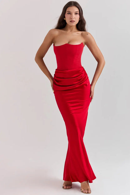 Image of Maud | Dames Strapless Bodycon Midi Jurk