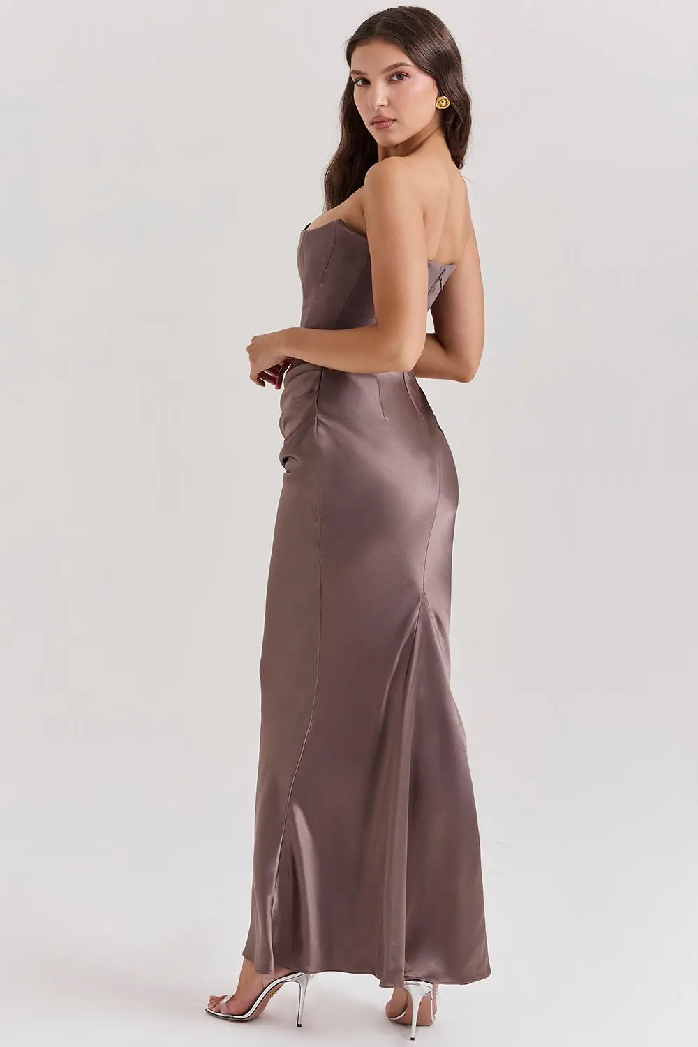 Image of Maud | Dames Strapless Bodycon Midi Jurk