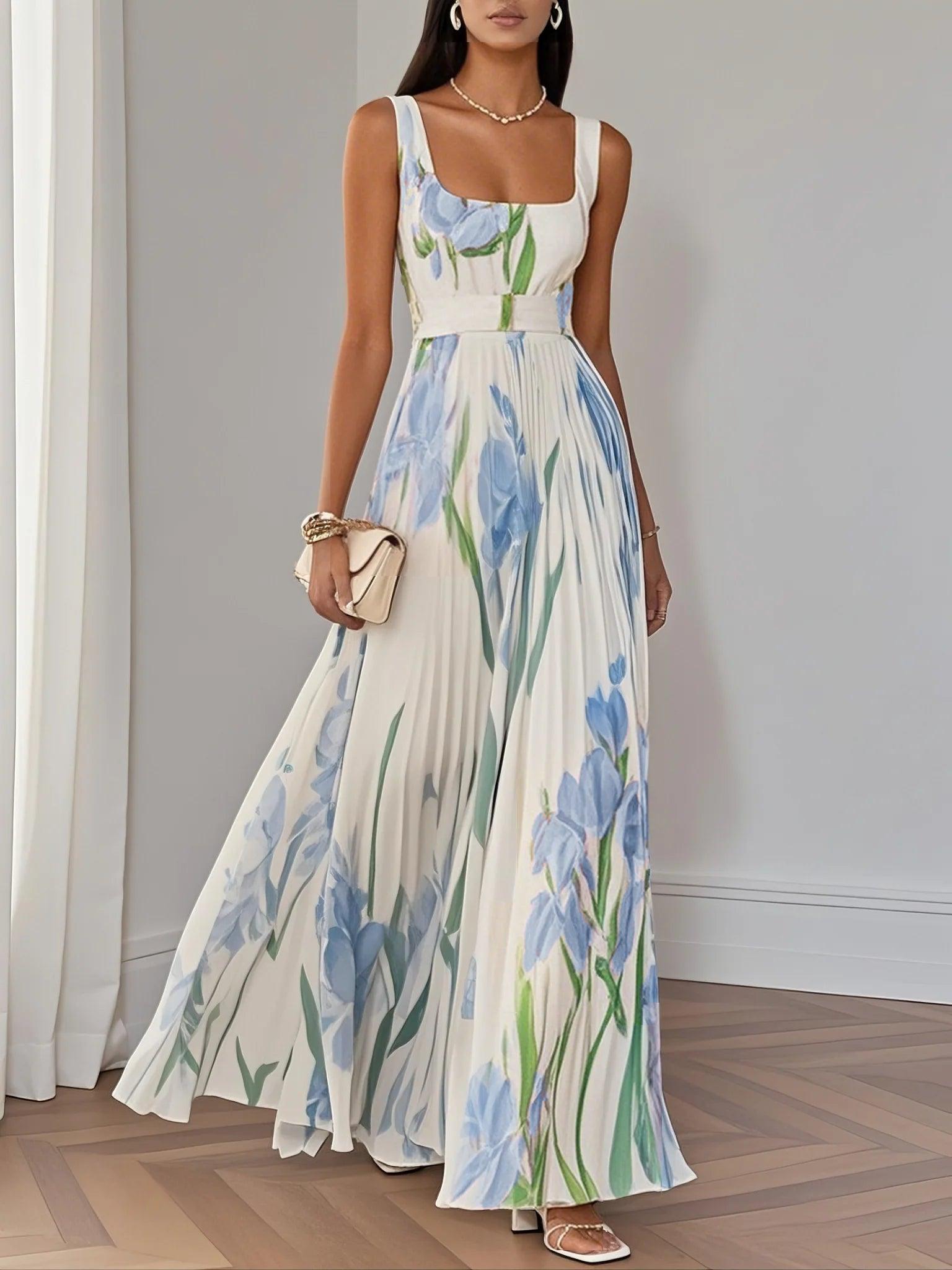 Image of Melissa | Dames Mouwloze Bloemen Maxi Jurk