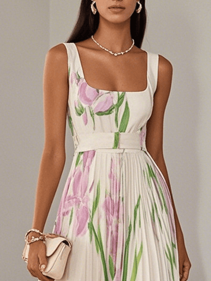 Image of Melissa | Dames Mouwloze Bloemen Maxi Jurk