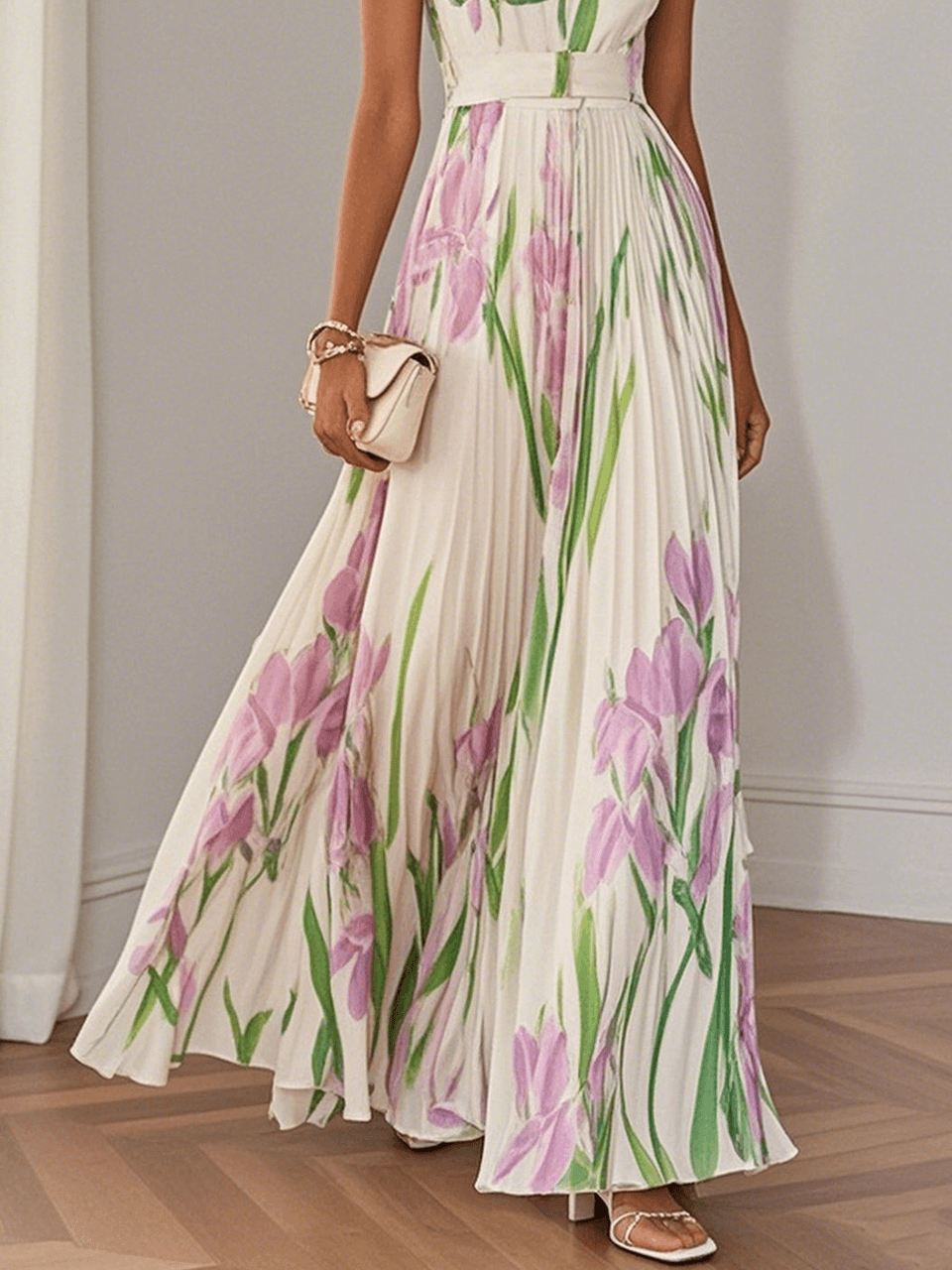 Image of Melissa | Dames Mouwloze Bloemen Maxi Jurk