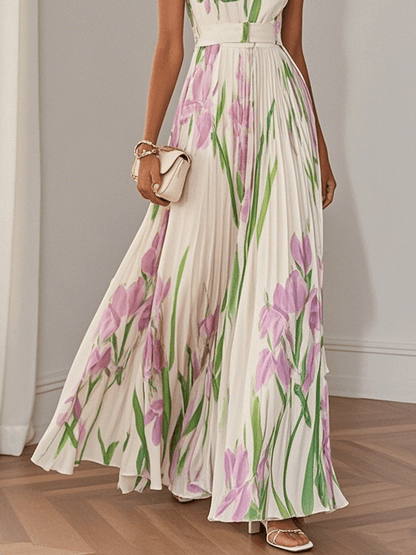 Image of Melissa | Dames Mouwloze Bloemen Maxi Jurk