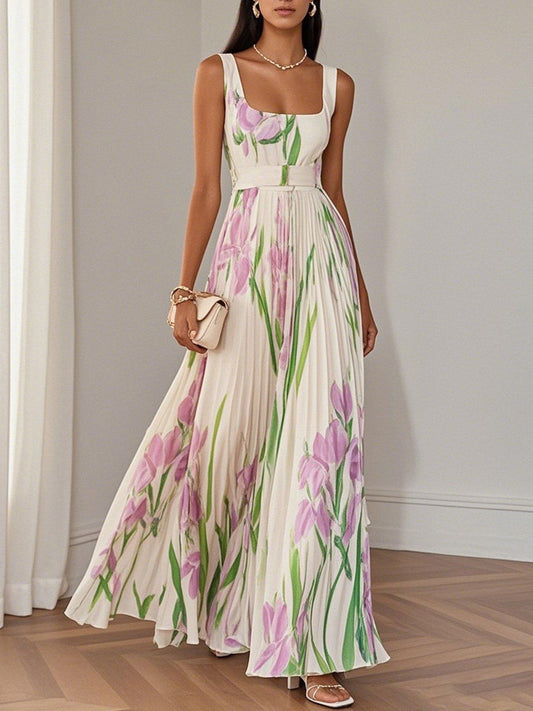 Image of Melissa | Dames Mouwloze Bloemen Maxi Jurk