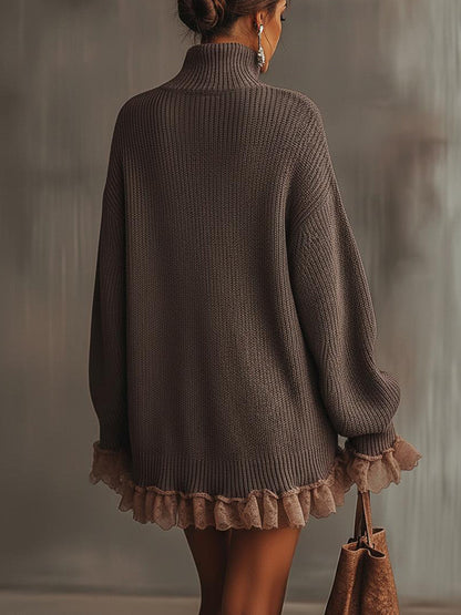Image of Merel | Dames Turtleneck Mini Sweater Jurk