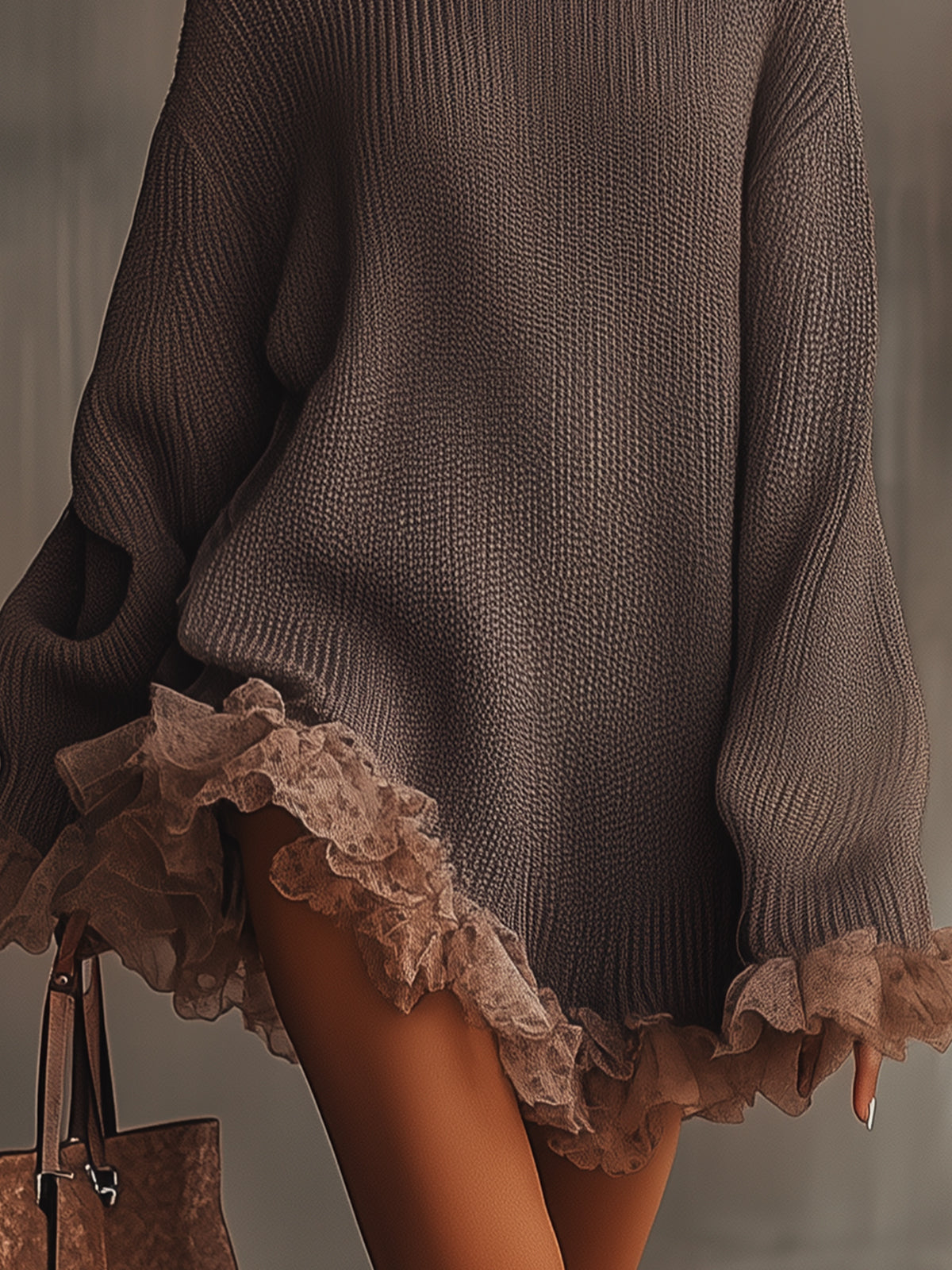 Image of Merel | Dames Turtleneck Mini Sweater Jurk
