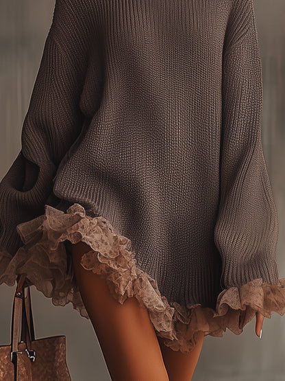 Image of Merel | Dames Turtleneck Mini Sweater Jurk