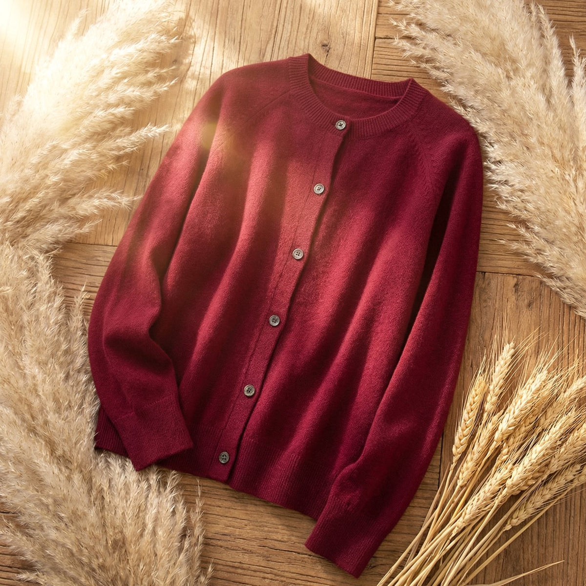 Merinowollen damesvest met lange mouwen en knoopsluiting