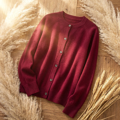 Merinowollen damesvest met lange mouwen en knoopsluiting