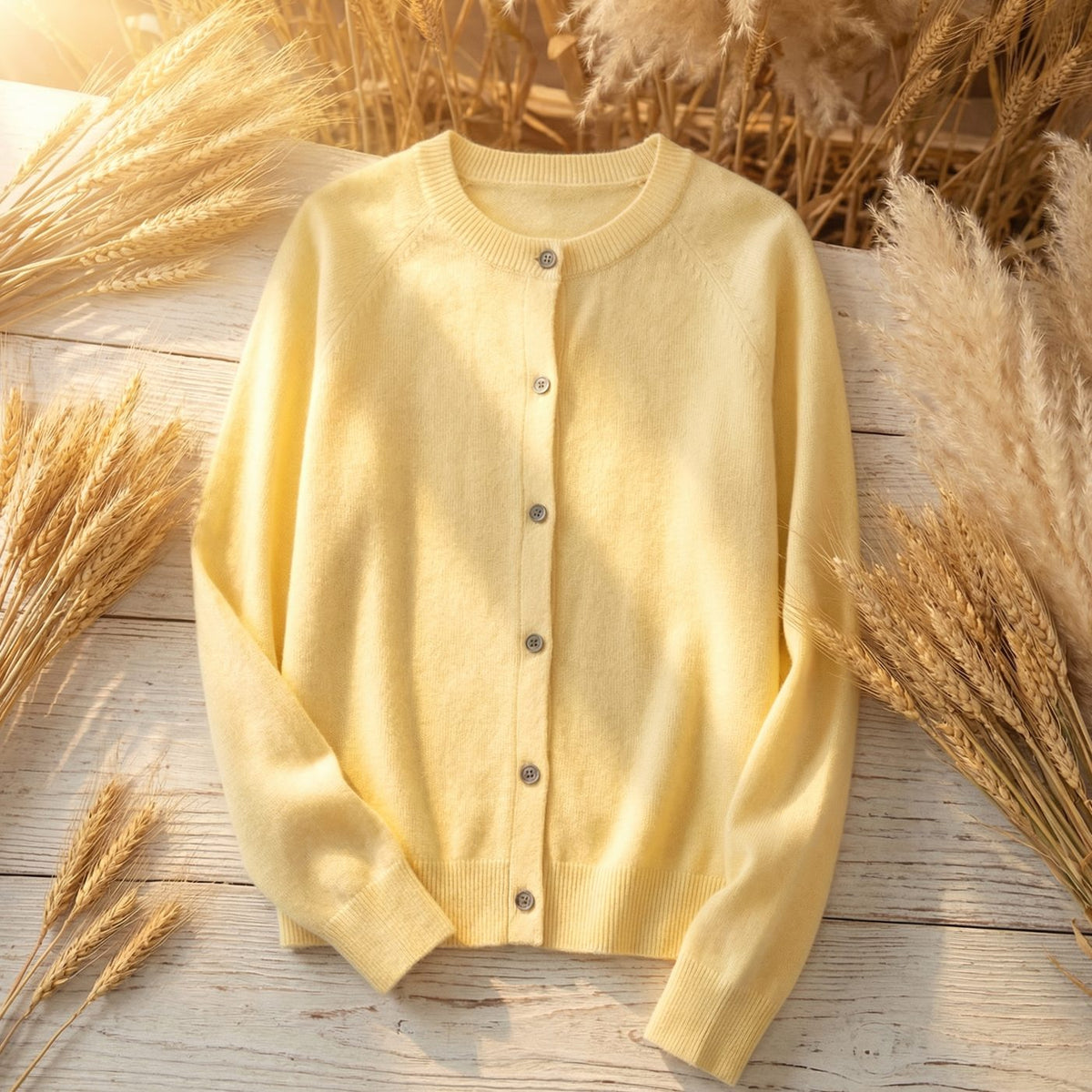 Merinowollen damesvest met lange mouwen en knoopsluiting