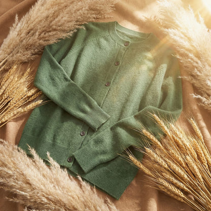 Merinowollen damesvest met lange mouwen en knoopsluiting